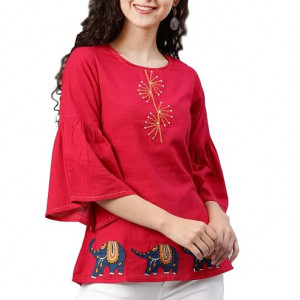 Women's Cotton Patch Work Straight Top for Women