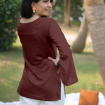Women's Light Rayon Yoke Embroidery Straight Short Kurti