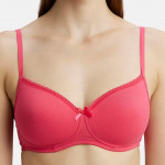 Women Wirefree Padded T-Shirt Bra with Lace Styling