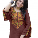 Women's Light Rayon Yoke Embroidery Straight Short Kurti
