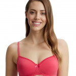 Women Wirefree Padded T-Shirt Bra with Lace Styling