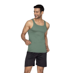 Men's Cotton Ribbed Regular Fit Solid Square Neck Vest